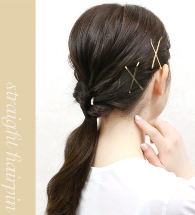 ヘアピン】ストレートヘアピン［ メタル ゴールド 10本セット ハンドメイド 資材 手芸 材料 ストレート 使いやすい シンプル ヘアアレンジ  ヘアアクセサリー 髪飾り］追跡可能メール便｜品揃え日本最大級のヘアアクセサリー専門店 リトルムーン